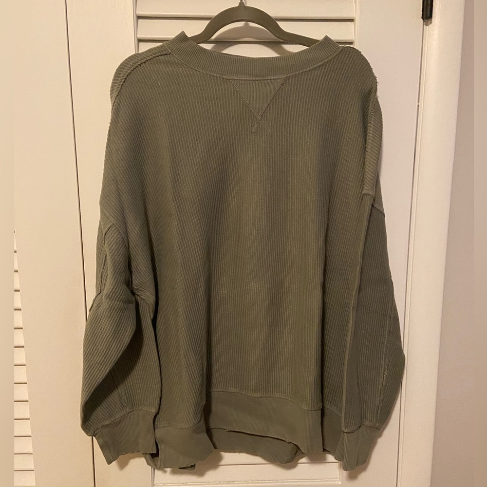 Aerie Olive Ribbed Knit Top
